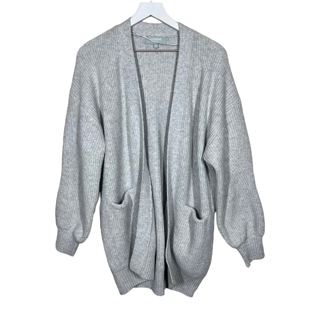 Weekend Los Angeles Women’s Heather Grey Ribbed Knit Cardigan Size Small Slouchy